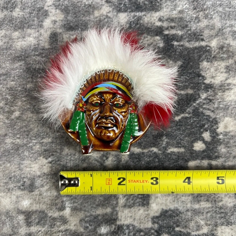 Vtg‎ Native American Chief & Brave Salt & Pepper Shaker Set Ceramic Kitsch